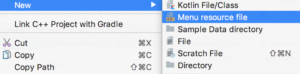 Create menu resource file in Android Studio